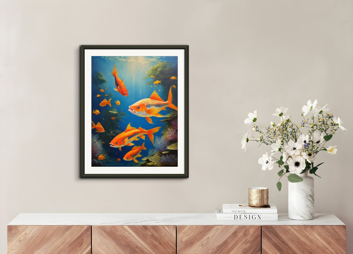 Poster with metal frame: Magical realism, Fish