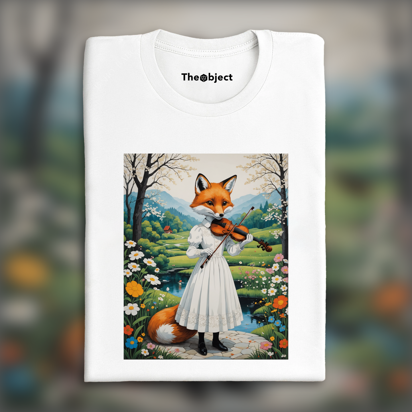 T-Shirt - Contemporary Japanese kawaii artist, fox in a white dress plays the violin - 1722897792