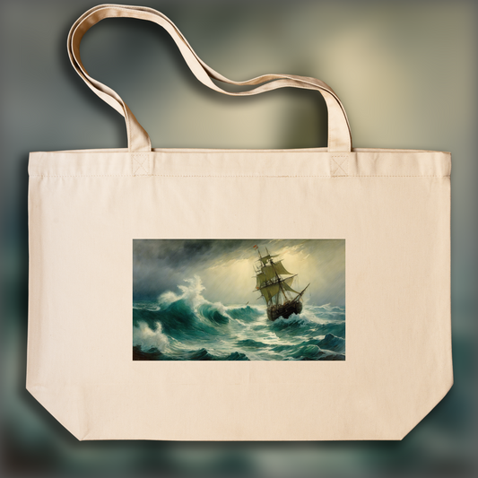 Tote bag - Fantastic illustration, fanciful settings, stormy ocean - 878146476