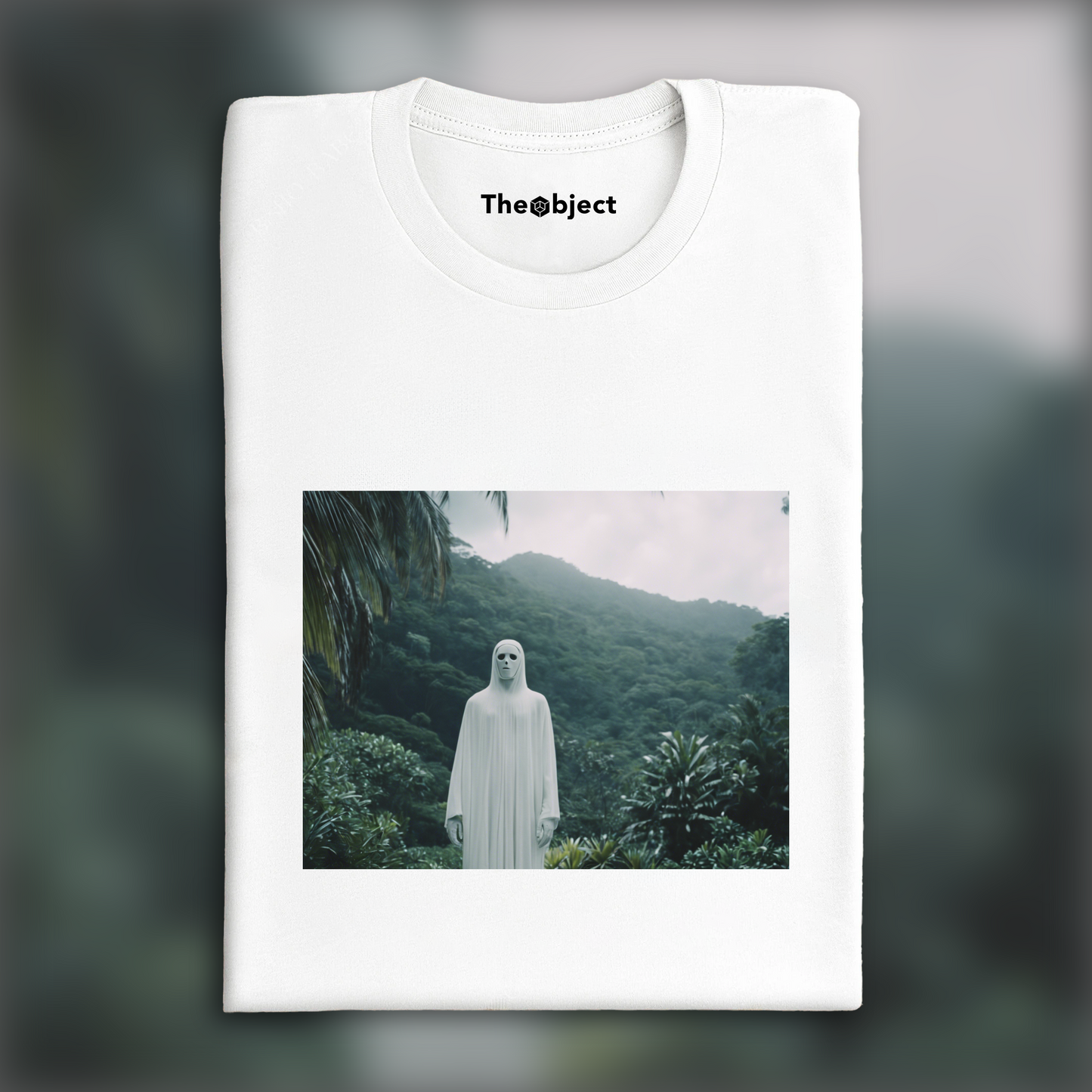 T-Shirt - Cinematic, A white ghost cyborg in the Seychelles - 1863802356