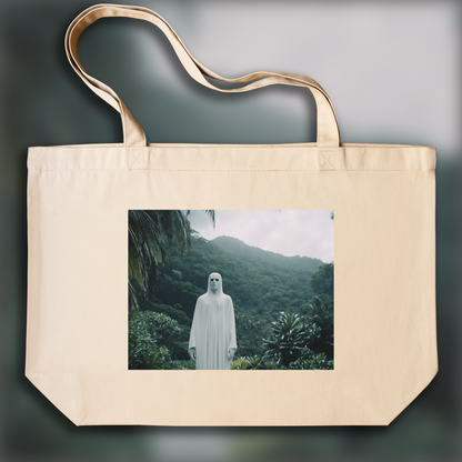 Tote bag - Cinématique, A white ghost cyborg in the Seychelles - 1863802356