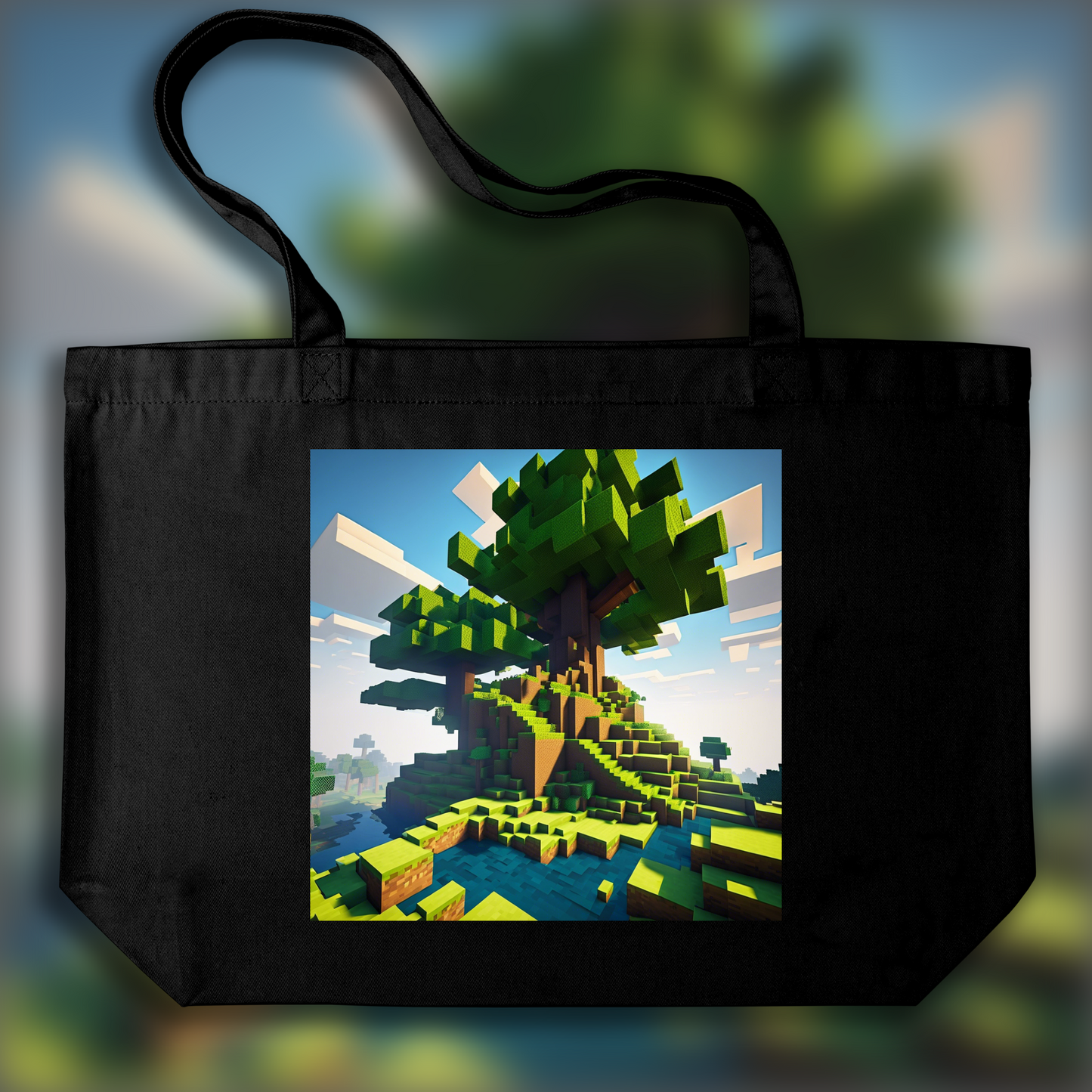 Tote bag - Minecraft, Paysage base sur un arbre - 96362140