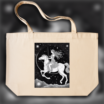 Tote bag - Constellations beautiful drawing, black background, Astrology, archer centaur - 537764476