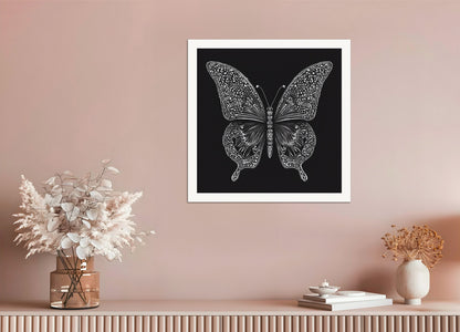 Poster: Highly contrasted stippling art, Butterfly