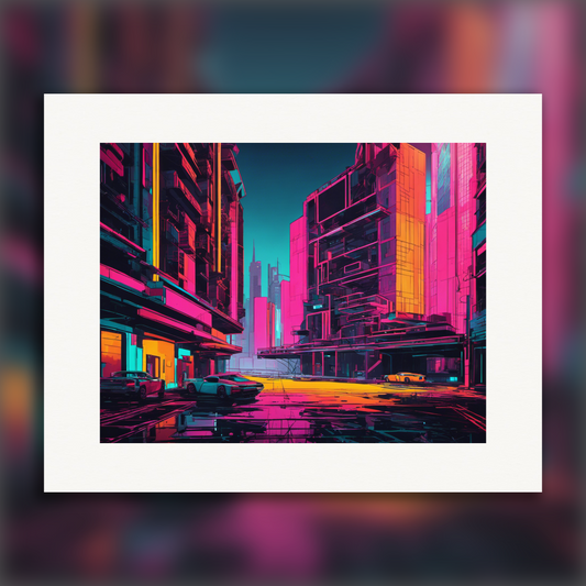 Poster - Neon punk, Brutalist architecture, city - 1369078049