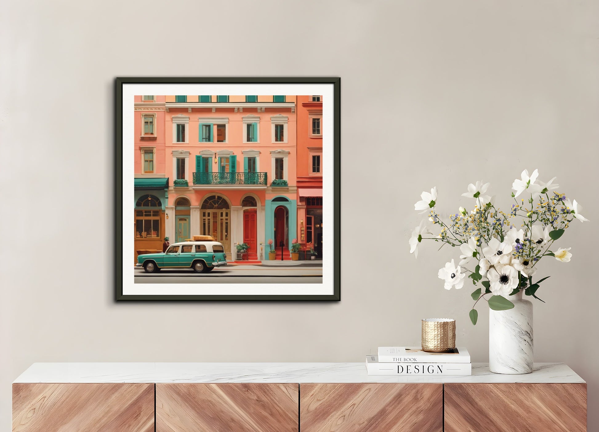 Poster with metal frame: Wes Anderson atmosphere, Street