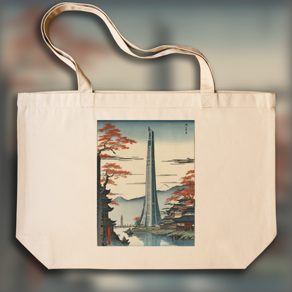 Tote bag - Vues poétiques ukiyo-e, moments fugaces, futuristic skyscraper - 4201111836