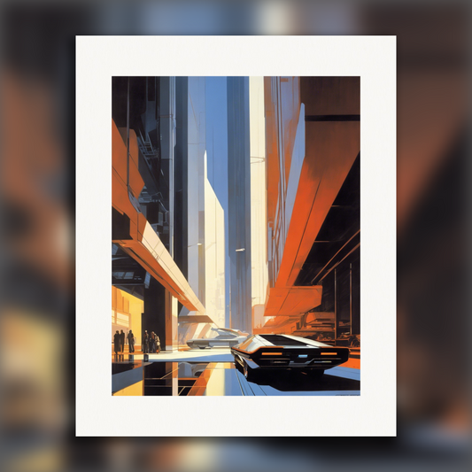 Poster - Futuristic American industrial design, Brutalist architecture, city - 1808224320