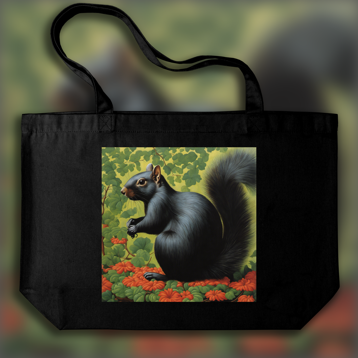 Tote bag - Surréalisme belge, a black squirrel - 854279793