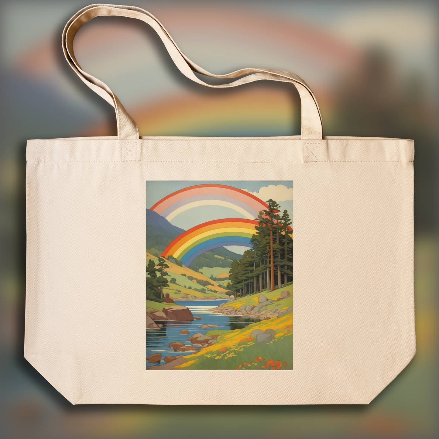 Tote bag - "The Plastic Club" American Art Nouveau, Rainbow - 3529549124