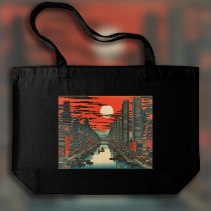 Tote bag - Vues poétiques ukiyo-e, moments fugaces, cybernetic city - 1429507643