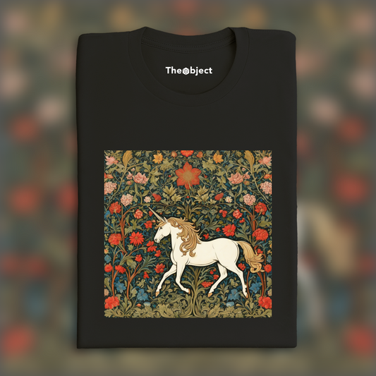 T-Shirt - Motifs, floral decoration of 19th century English crafts, Unicorn - 801761322