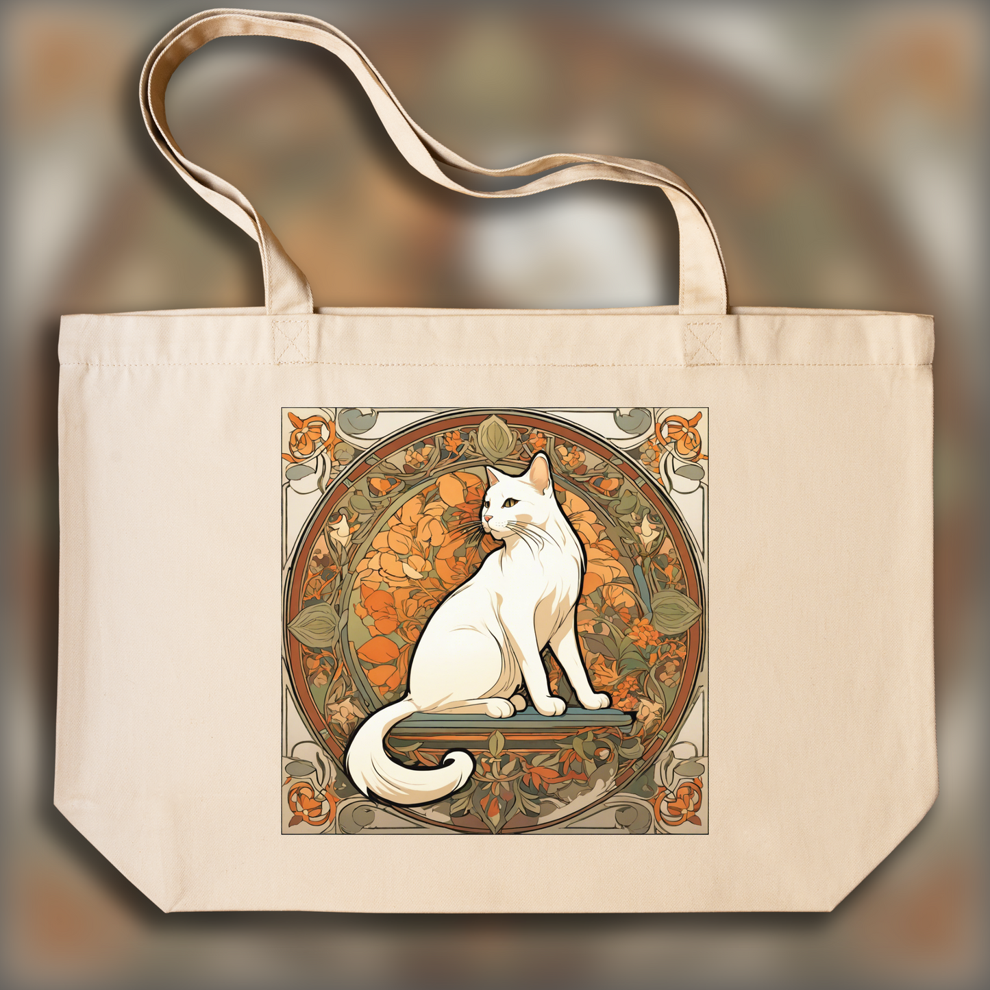 Tote bag - Enchanting fusion of ornate lines and flowing shapes, Cat - 4003777367