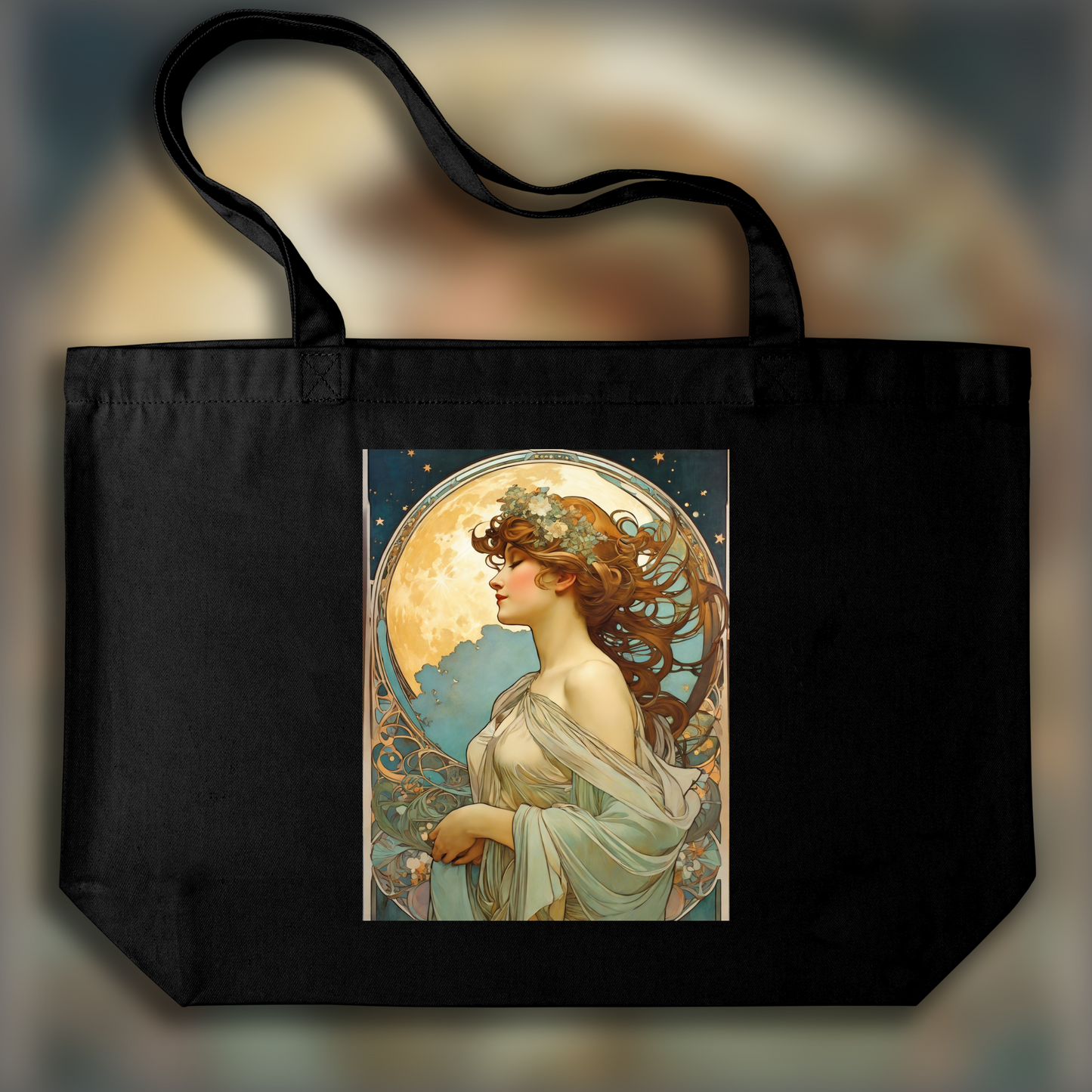 Tote bag - Enchanting fusion of ornate lines and flowing shapes, The Moon - 1800052256