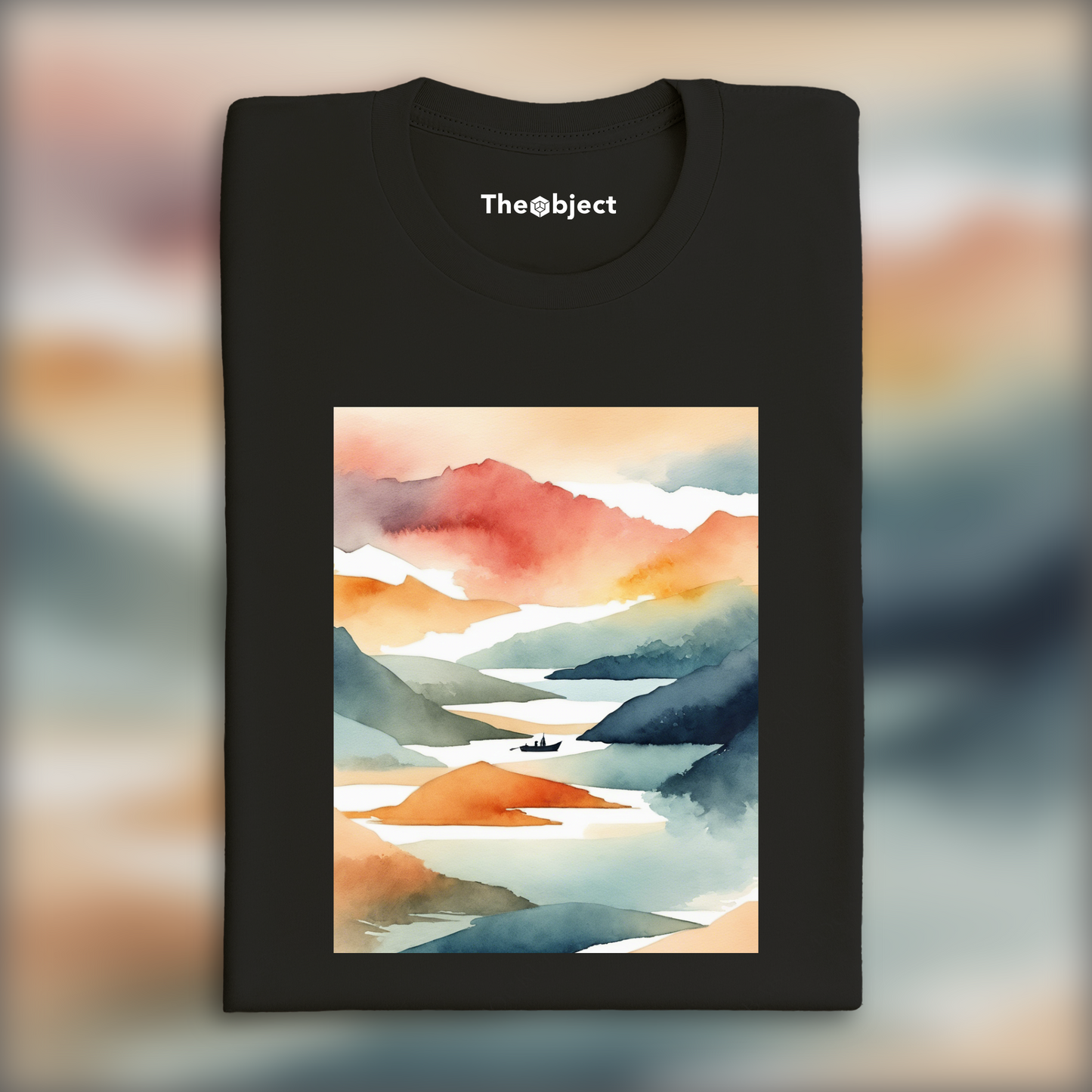 T-Shirt - Abstract watercolor on color gradients, Boat - 3822021847