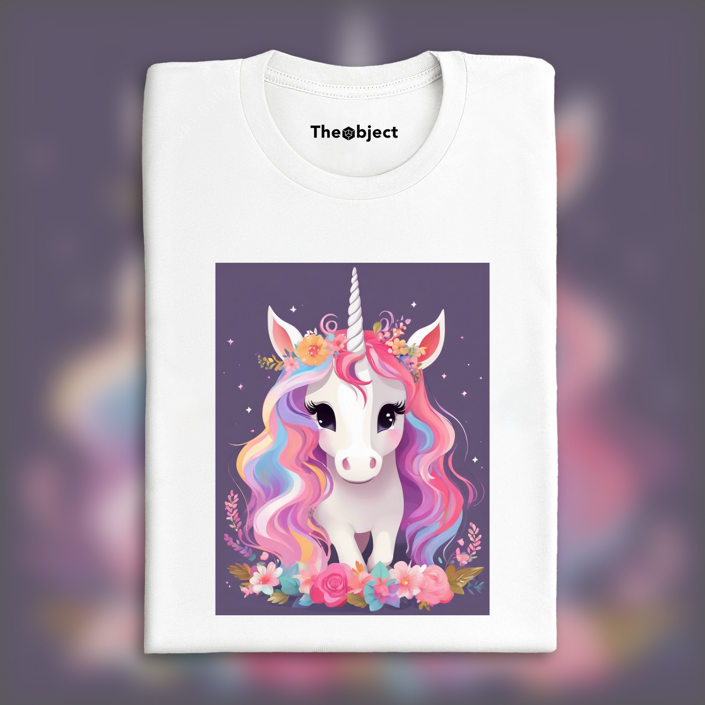 T-Shirt - Half-tone dots, A baby cute unicorn - 3513886141