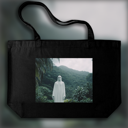 Tote bag - Cinématique, A white ghost cyborg in the Seychelles - 1863802356