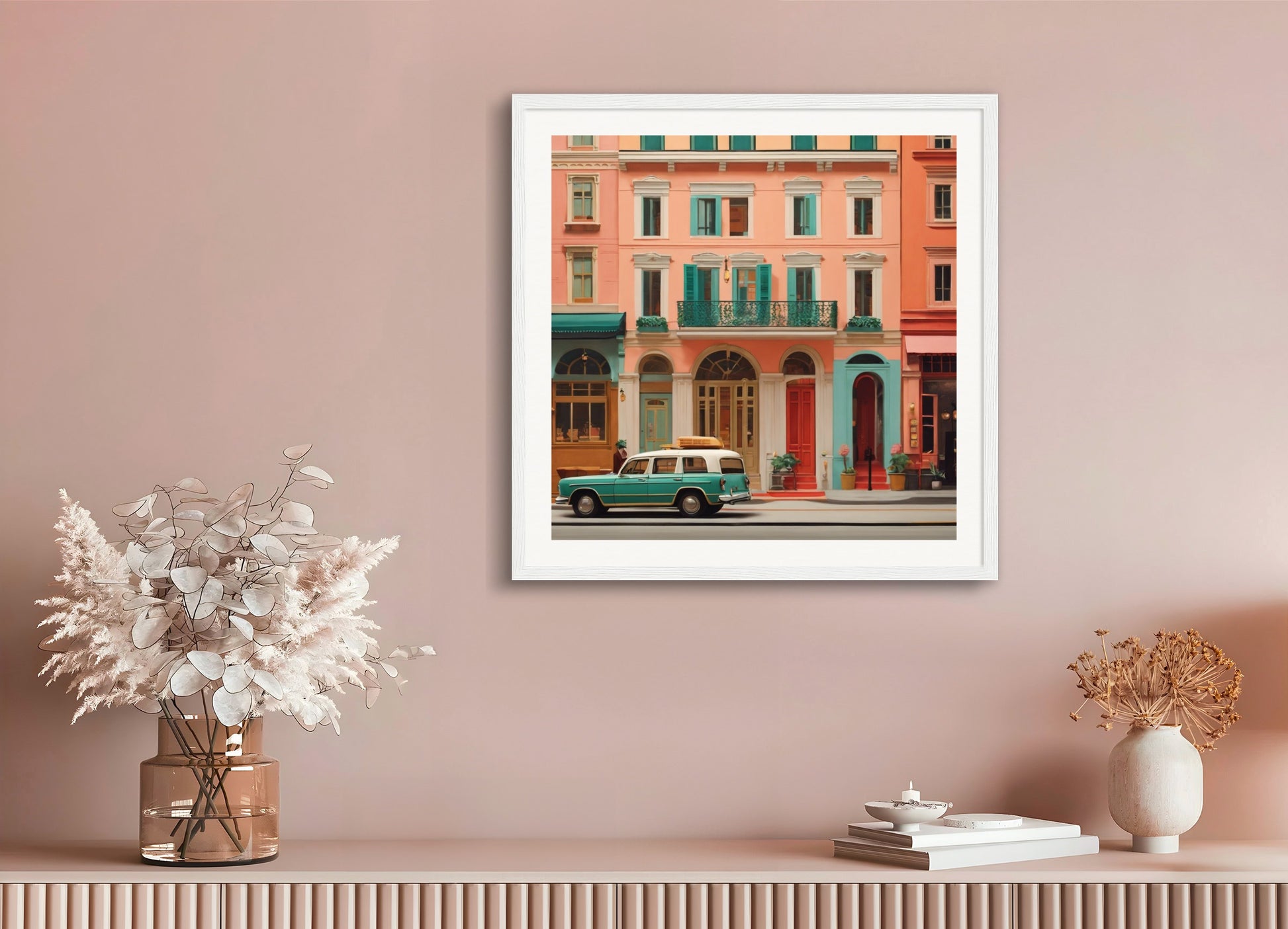 Poster with wood frame: Wes Anderson atmosphere, Street