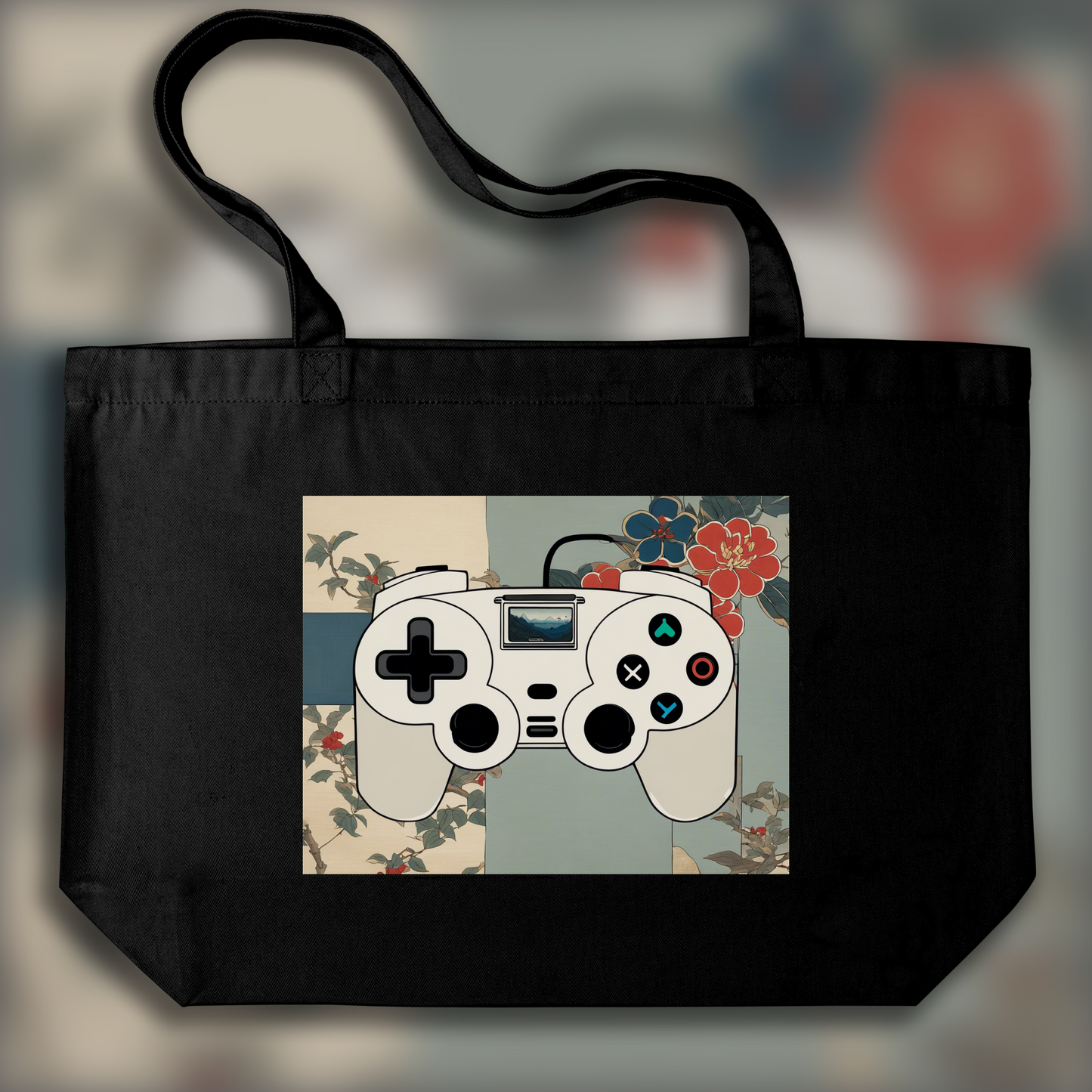 Tote bag - Vues poétiques ukiyo-e, moments fugaces, a gamepad - 1962994788