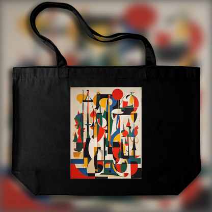 Tote bag - Lignes et figures géométriques aux formes flottantes, art abstrait ludique, Canoë  - 835100282