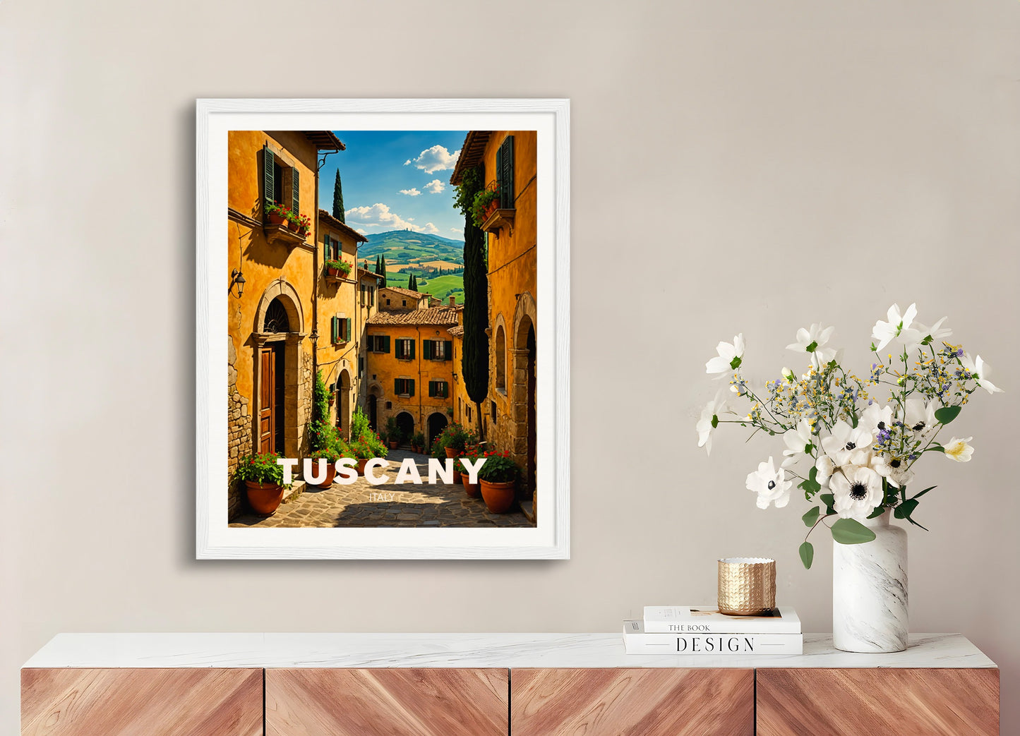 Poster with wood frame: Tuscany