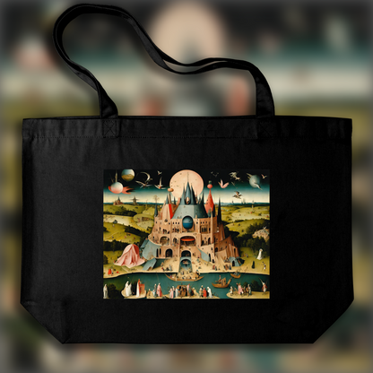 Tote bag - Moral allegories and chaotic visions of heaven and hell, Brutalist architecture, city - 2349625573