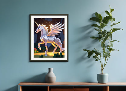 Poster with metal frame: Minecraft, Unicorn