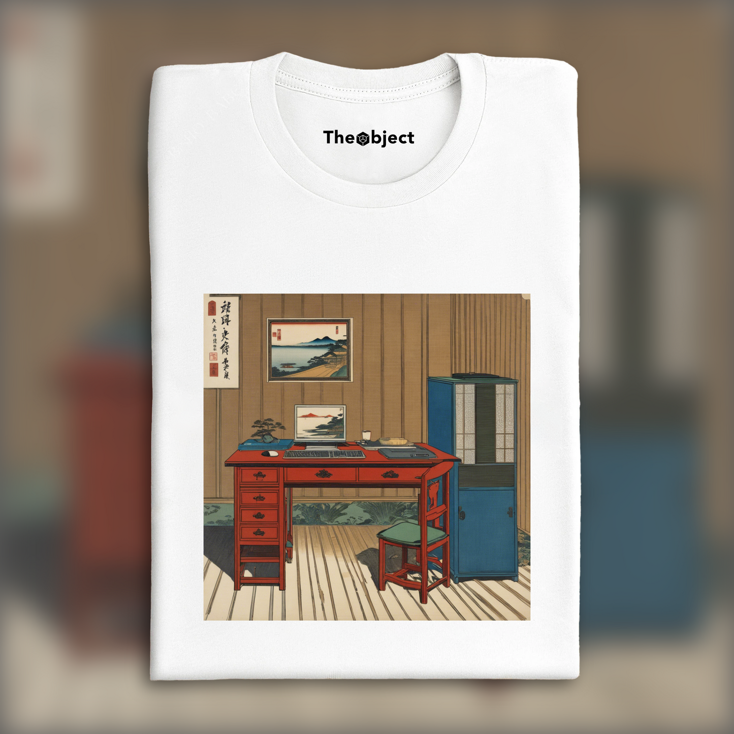 T-Shirt - Poetic ukiyo-e views, fleeting moments, a computer on a table - 3974568099