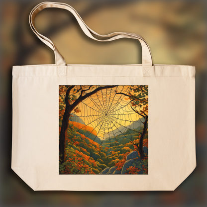 Tote bag - Mystical symbolist compositions in bright colors, Spider web - 4067790389