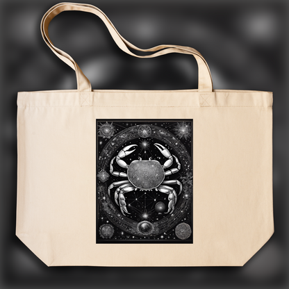 Tote bag - Constellations beautiful drawing, black background, Astrology, a crab - 269355057