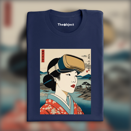 T-Shirt - Vues poétiques ukiyo-e, portrait d'une femme avec un casque de réalité virtuelle - 1854572671