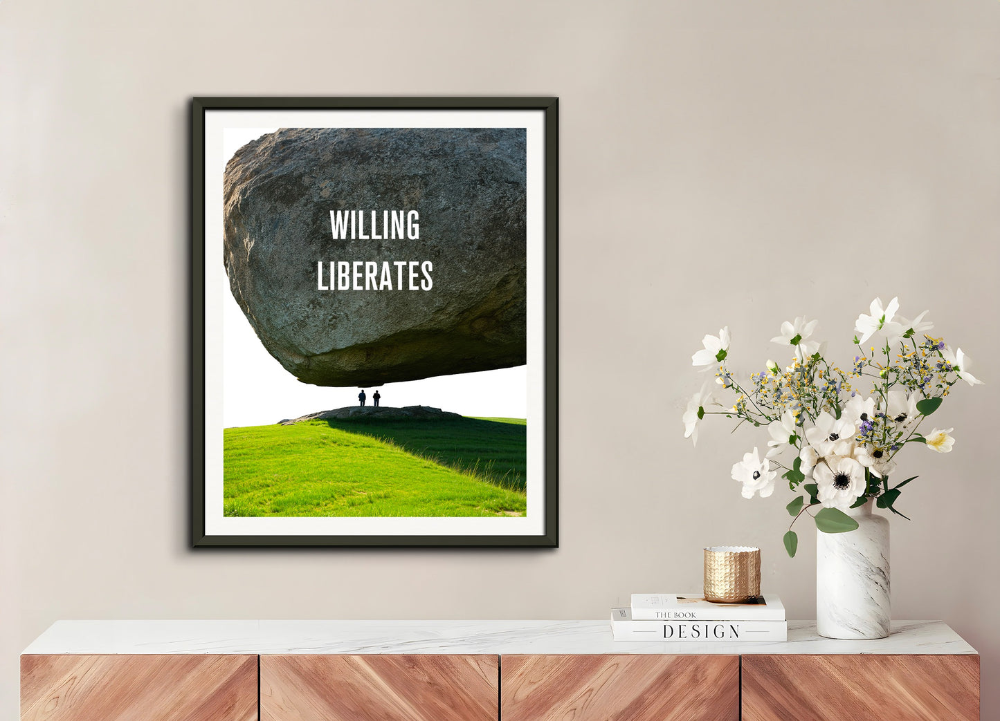 Poster with metal frame: Willing liberates, Nietzsche