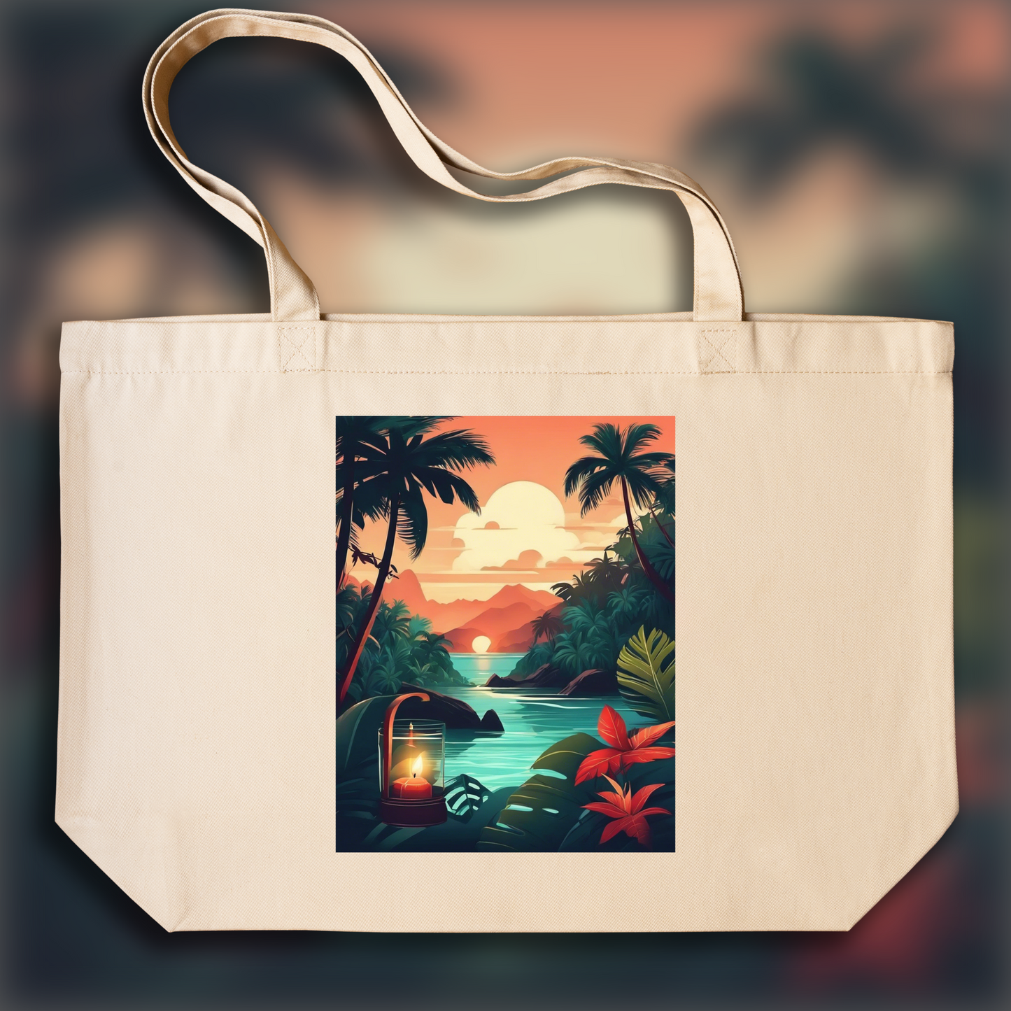 Tote bag - Tropical Jungle, Candle - 4235799676