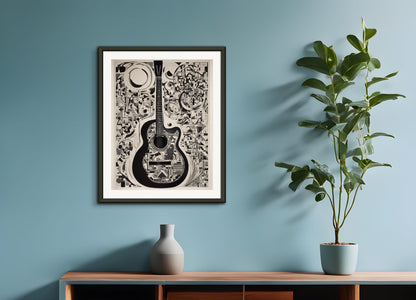 Poster with metal frame: Willi Baumeister, Guitar