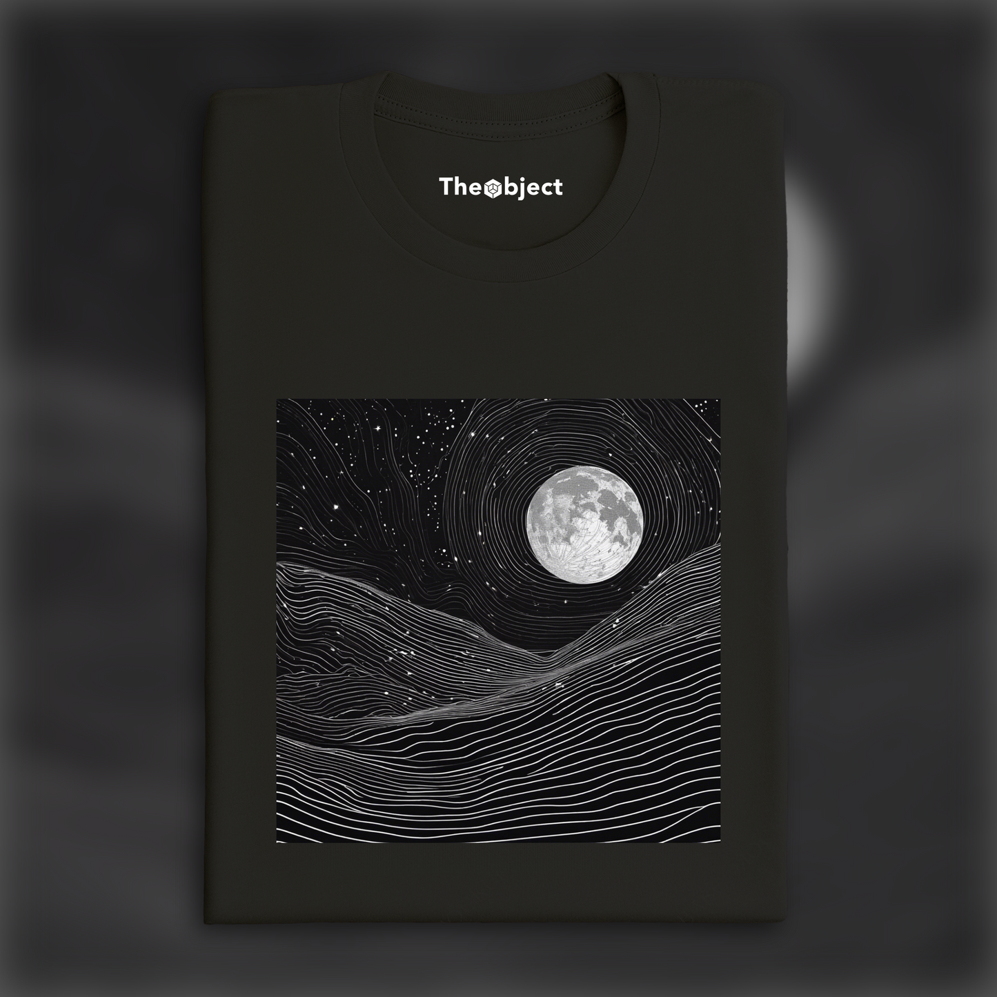 T-Shirt - Topographic lines on cosmic background, Coffee - 4082614746