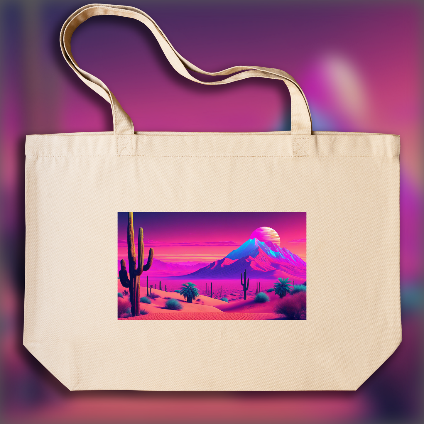 Tote bag - Vaporwave, dramatic desert - 3910847522