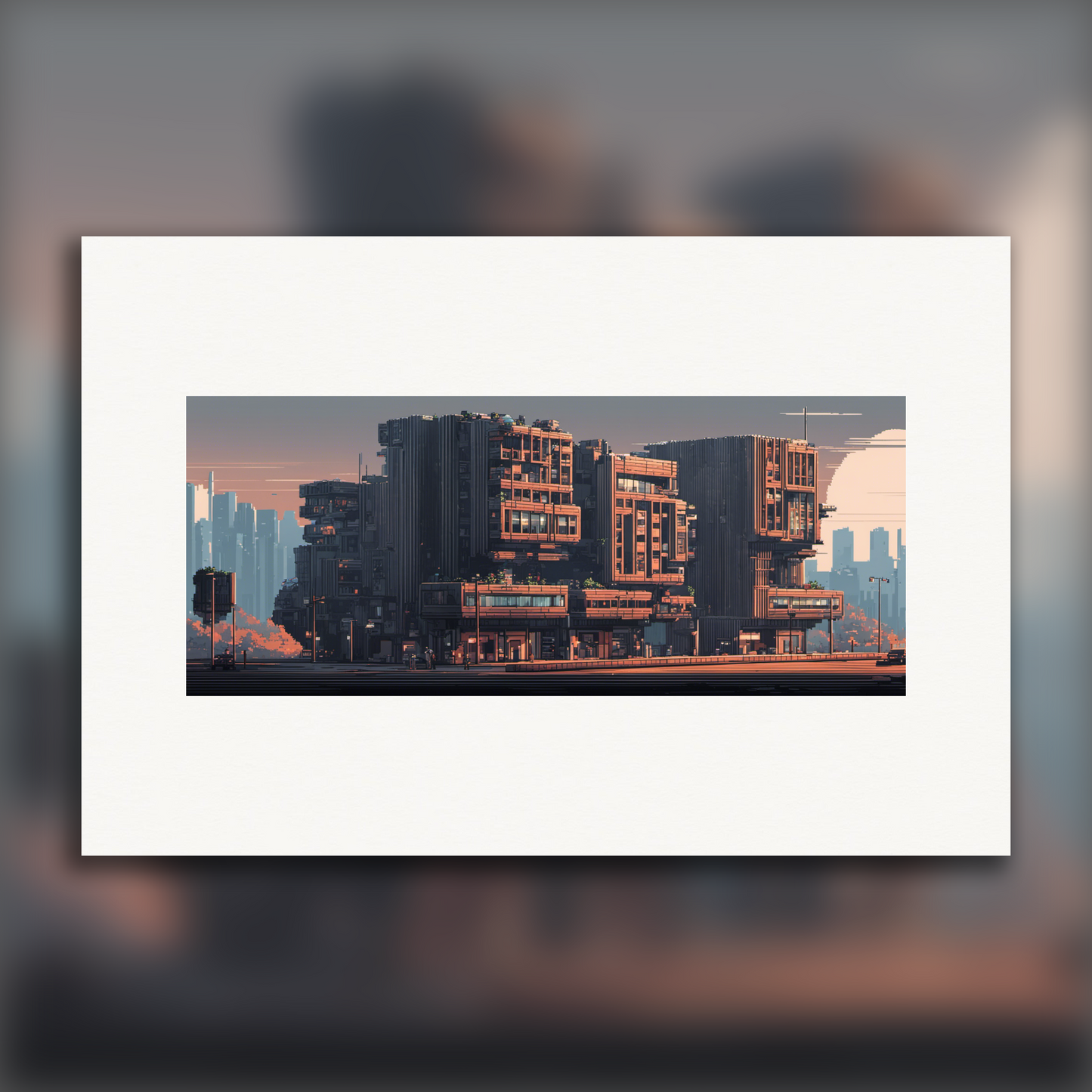 Poster - Pixel art, Brutalist architecture, city - 353730903