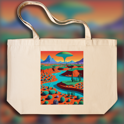 Tote bag - Œuvre solaire américaine mêlant pop art et hyperréalisme, Paysage exoplanète - 2545043940