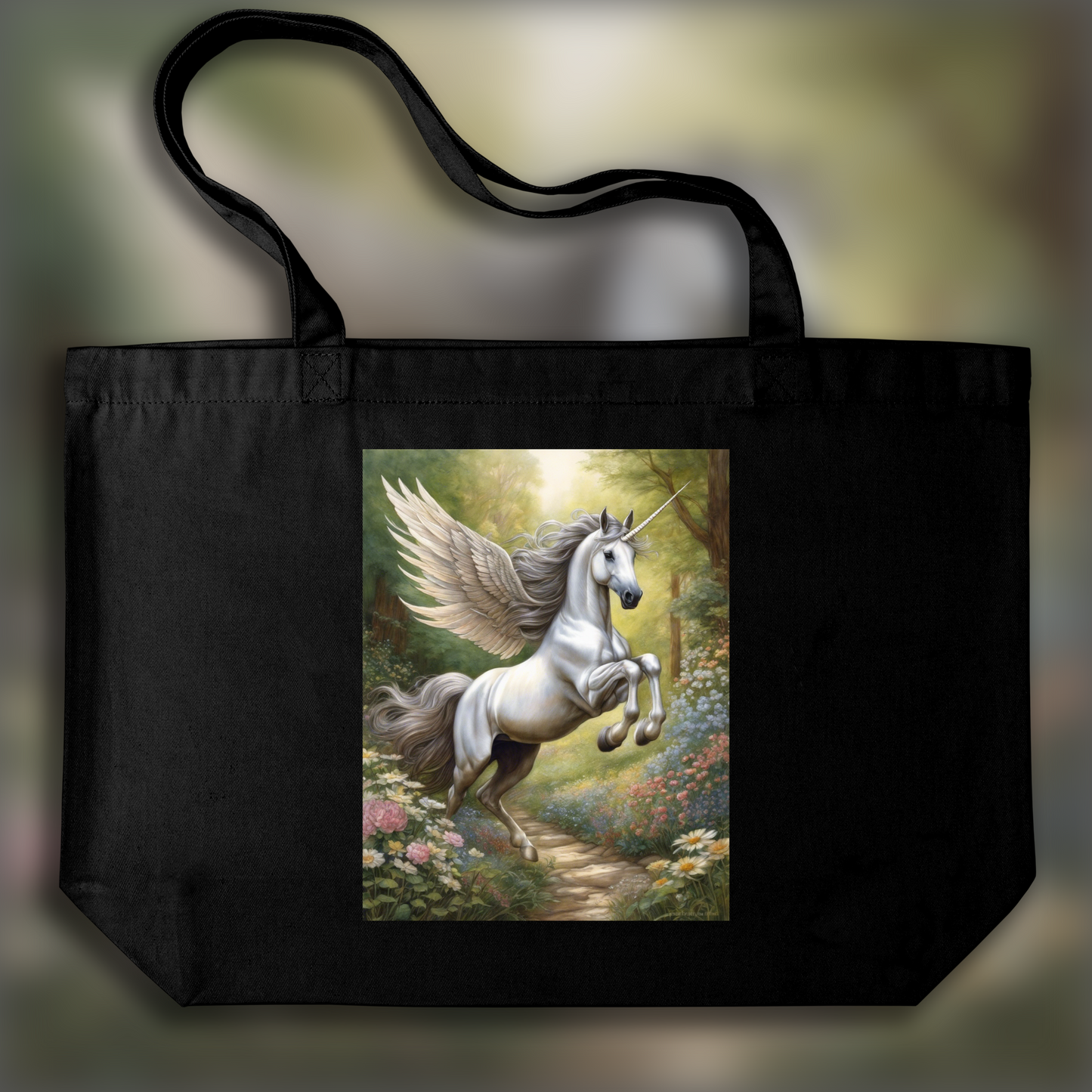 Tote bag - British illustration with natural poetics, Unicorn - 4007768518