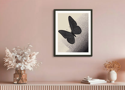 Poster with metal frame: Halftone dot, Butterfly