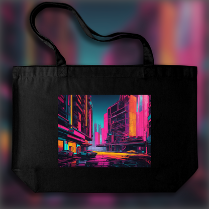 Tote bag - Neon punk, Brutalist architecture, city - 1369078049