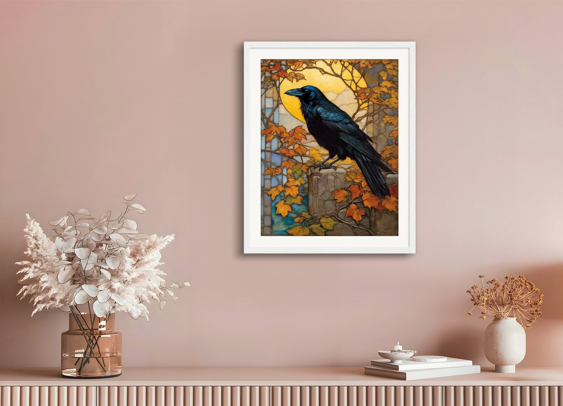 Poster with wood frame: Louis Comfort Tiffany, Crow