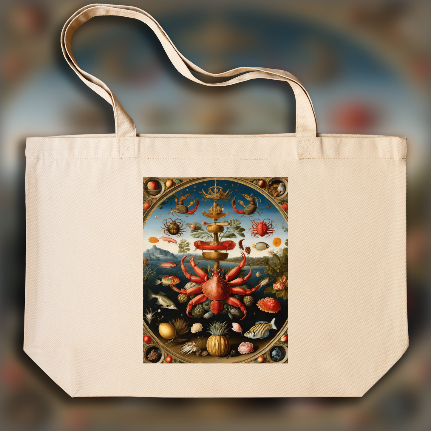 Tote bag - Detailed floral still life, botanical beauty, Astrology, cancer sign - 3345665262