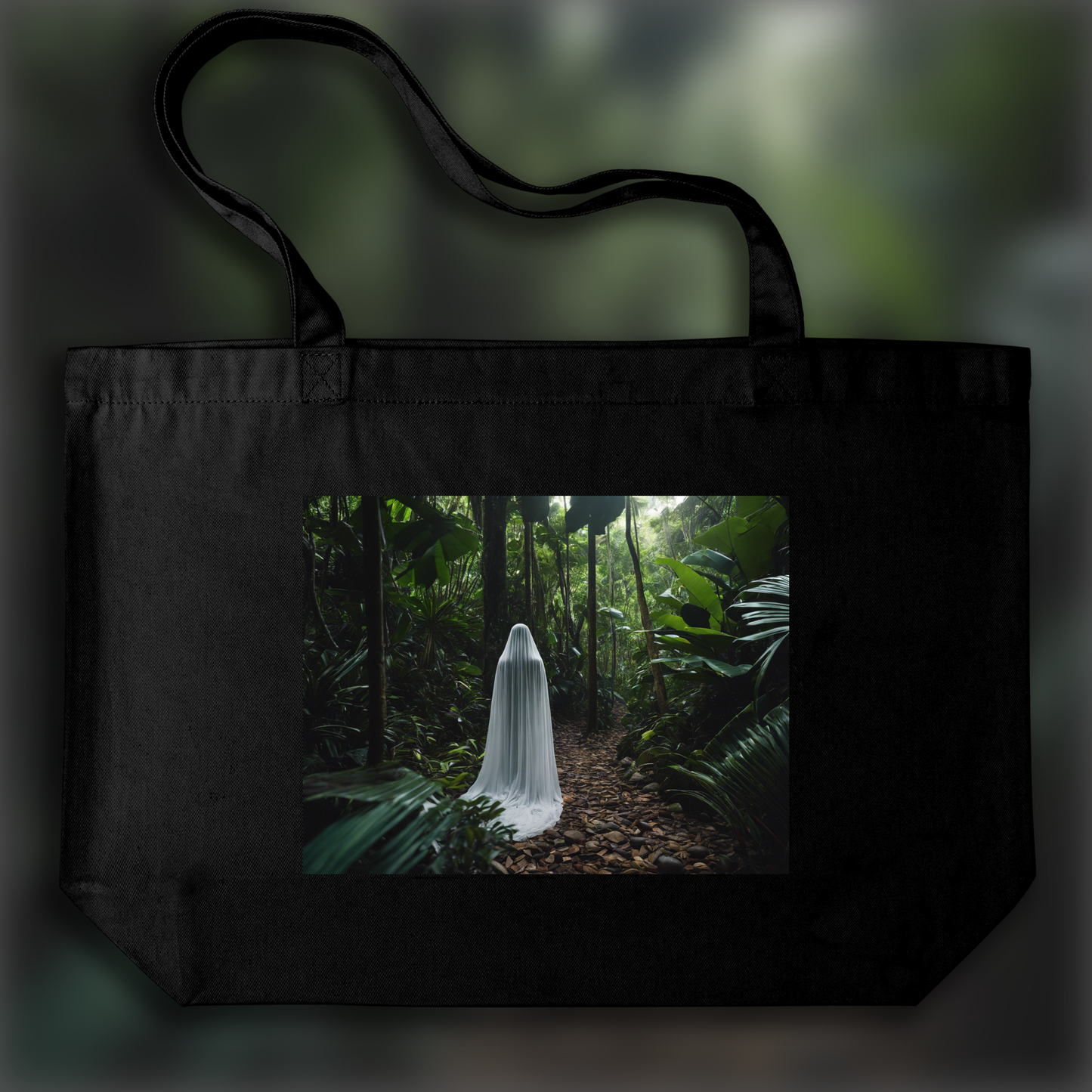 Tote bag - Realistic photography, Ghost in The Seychelles in jungle - 3170789856