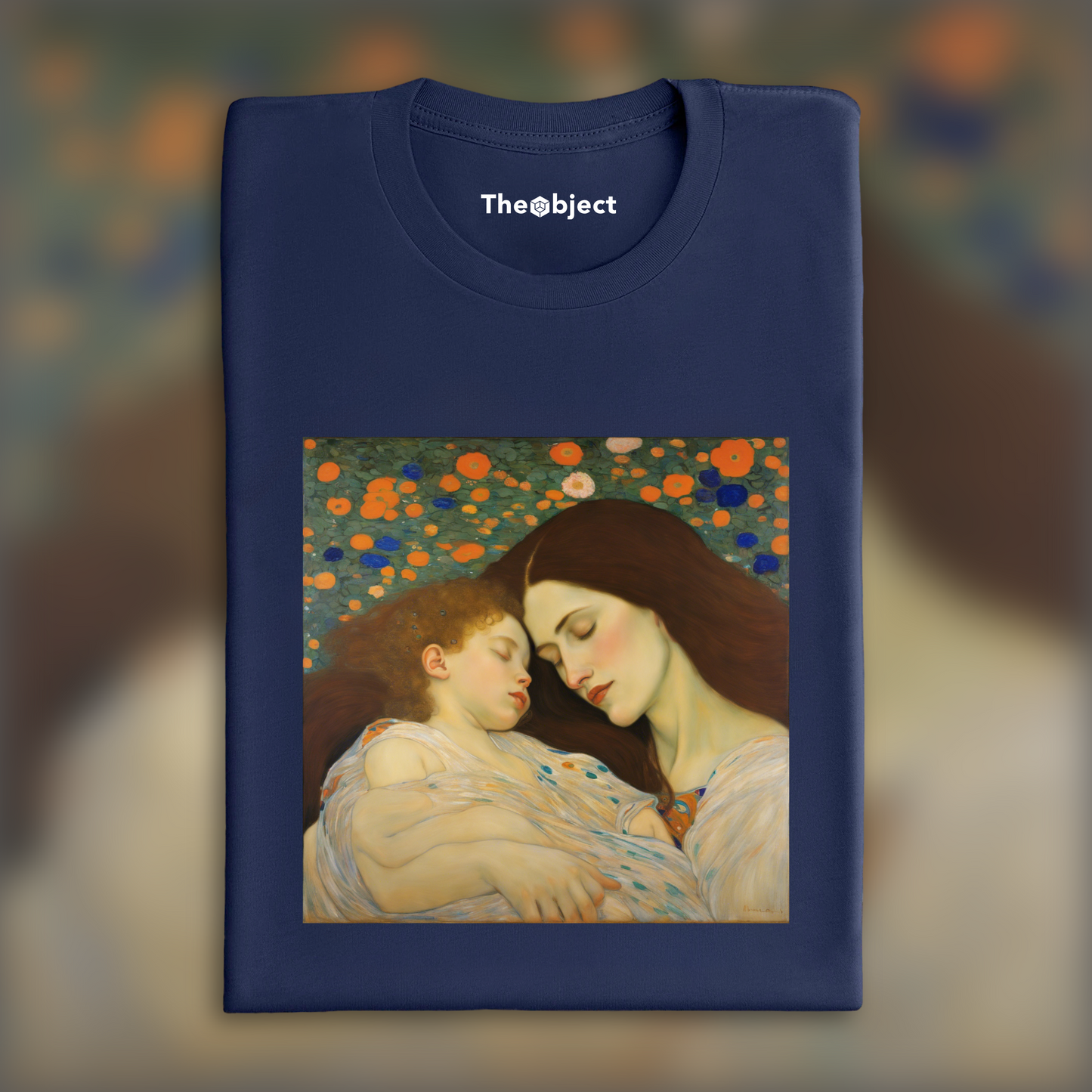 T-Shirt - Klimt, Mother long flowing hair cradling child sleeping  - 585728324