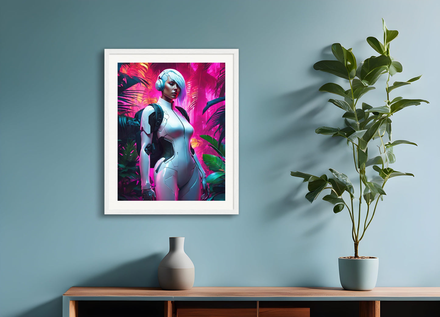 Poster with wood frame: Neon punk, 