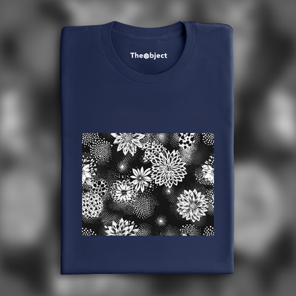 T-Shirt - Art en points demie-teintes, Fleur - 1825772415