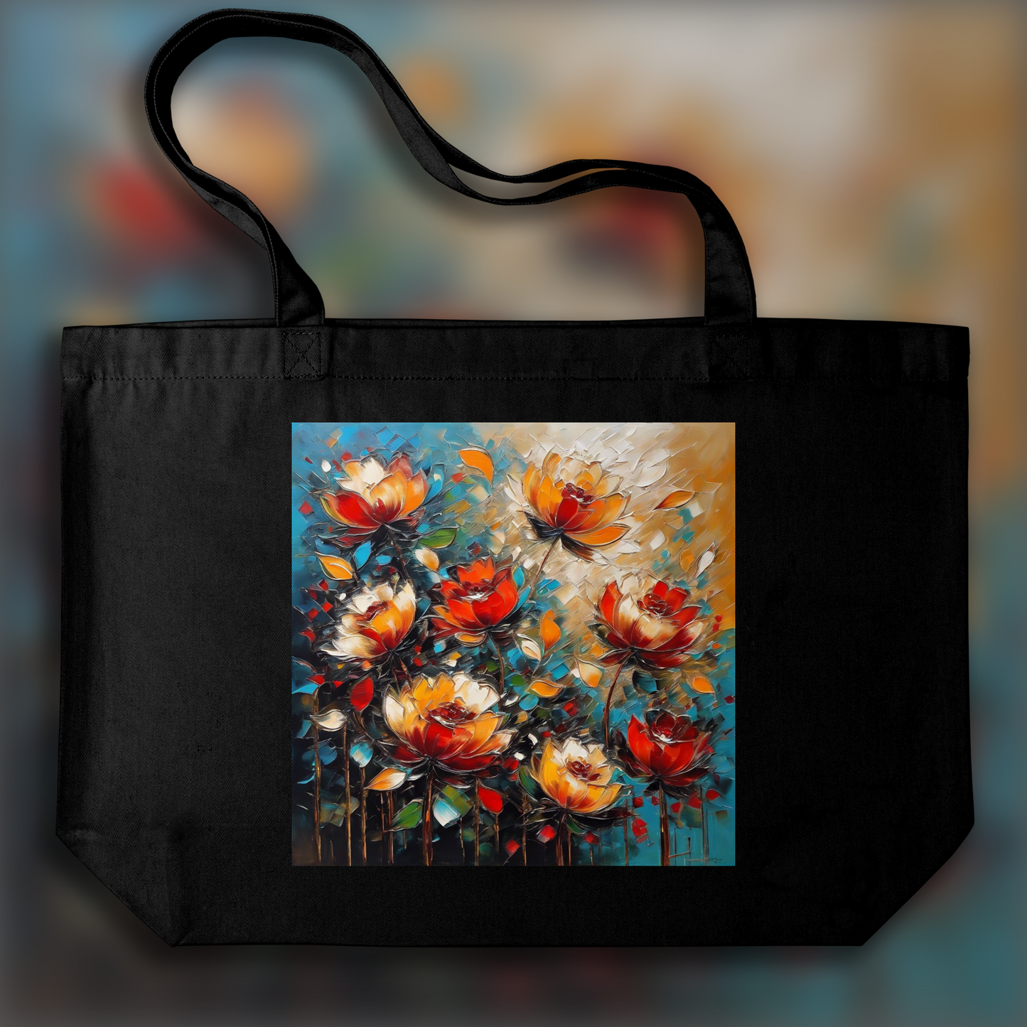 Tote bag - Scottish Abstract Expressionist Painting, Flowers in Paris - 3774191296