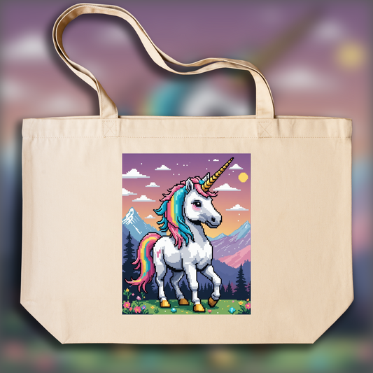 Tote bag - Pixel art, Unicorn - 3704968282