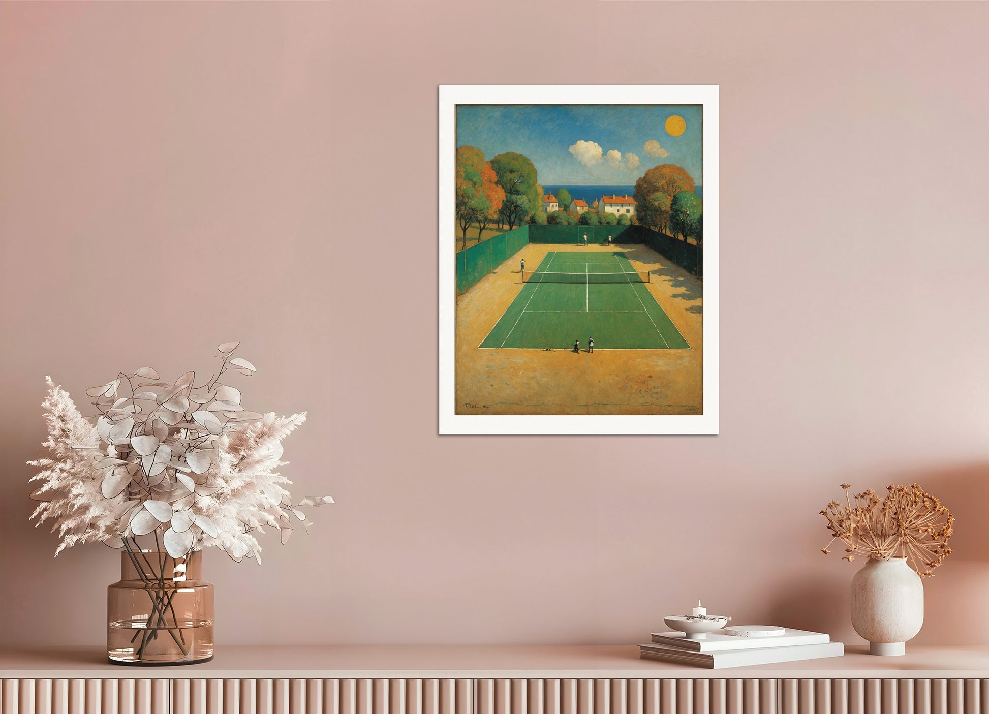 Poster: Surreal visions with fantastic images, Tennis court